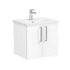 Vitra Root 66355 Lavabo Dolabı, Kapaklı, 60 cm, Parlak Beyaz, Yuvarlak Lavabolu